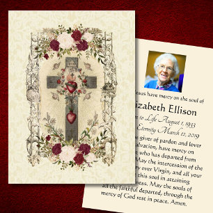 Funeral Cross Religious Memorial Holy Card -