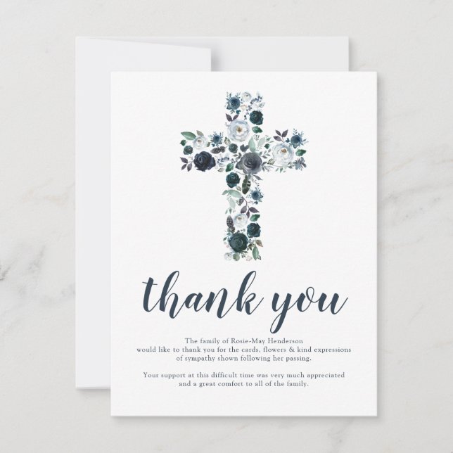 Funeral Cross Thank You Note | Behreavement Card (Front)