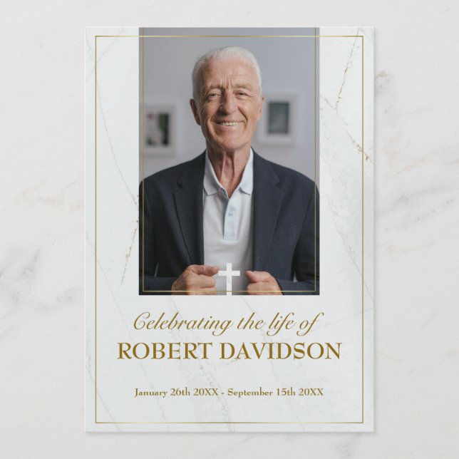 Funeral Custom Marble Memorial Photo Table Programme (Front)