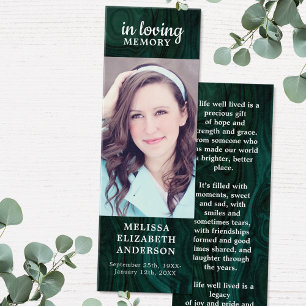Funeral Custom Memorial Bookmark Emerald Green