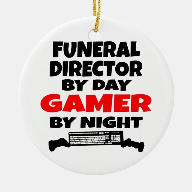 Funeral Director Gamer Ceramic Tree Decoration (Front)