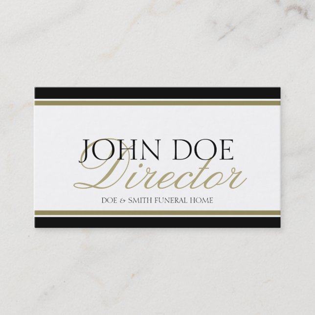 Funeral Director Gold Script Business Card (Front)