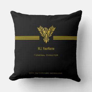 Funeral Director gold stripes and rising phoenix Cushion