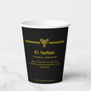 Funeral Director gold stripes and rising phoenix Paper Cups