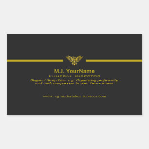 Funeral Director gold stripes and rising phoenix Rectangular Sticker
