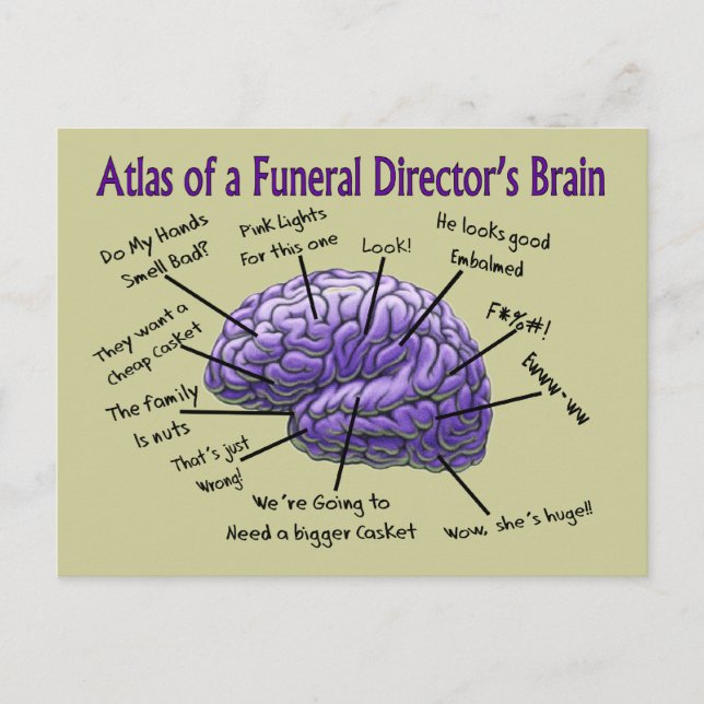 Funeral Director/Mortician Funny Brain Design Postcard (Front)