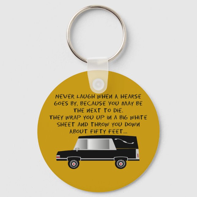Funeral Director/Mortician Funny Hearse Design Key Ring (Front)