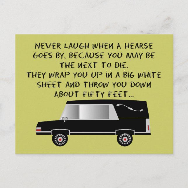 Funeral Director/Mortician Funny Hearse Design Postcard (Front)