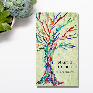 Funeral Director Tree Of Life Green Business Card