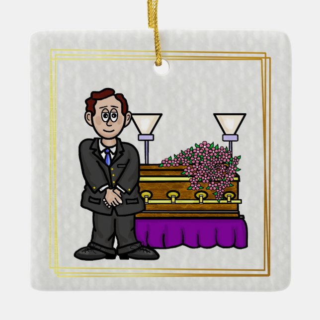 Funeral Director with Casket Christmas Ornament (Front)