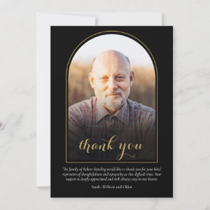Funeral Elegant Gold Arch Photo Thank You Card