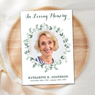 Funeral Eucalyptus Sympathy Memorial Picture Thank You Card