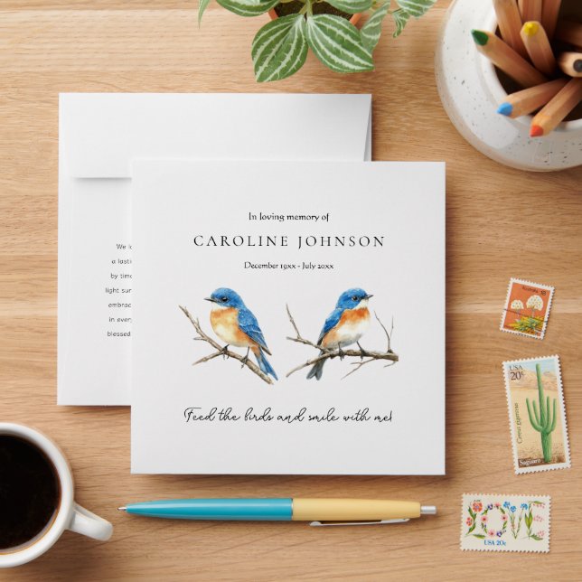 Funeral Favor Minimalist Memorial Bird Seed Packet Envelope (Desk)