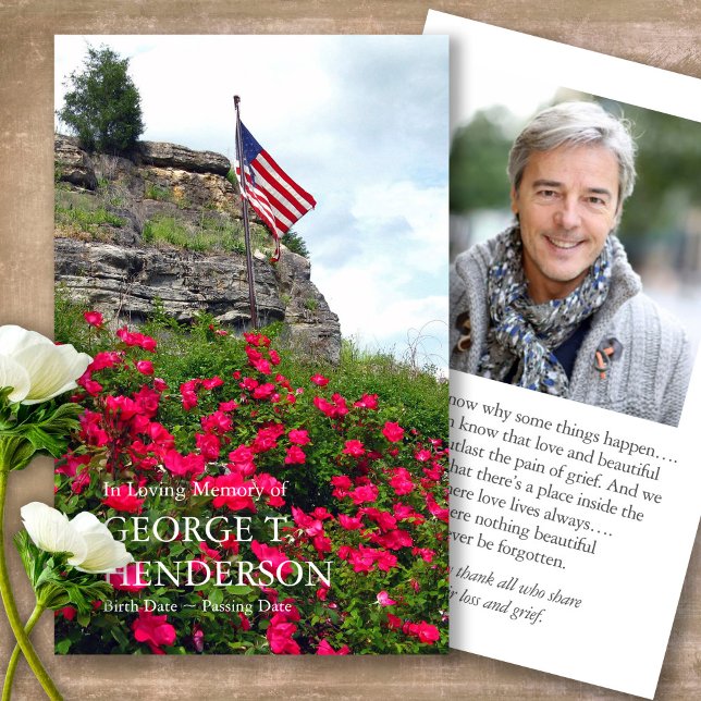 Funeral Flag & Flowers Prayer Sympathy Cards (military sympathy card, military prayer cards, funeral prayer card, death, military funeral cards)