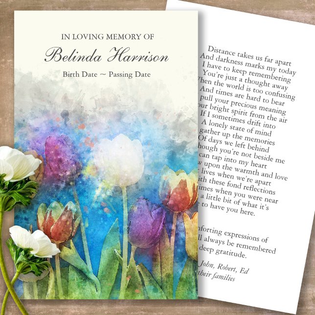 Funeral Florals Memorial Prayer Sympathy Cards (Forever in our hearts, celebration of life, in loving memory of, prayer cards for bereavement)