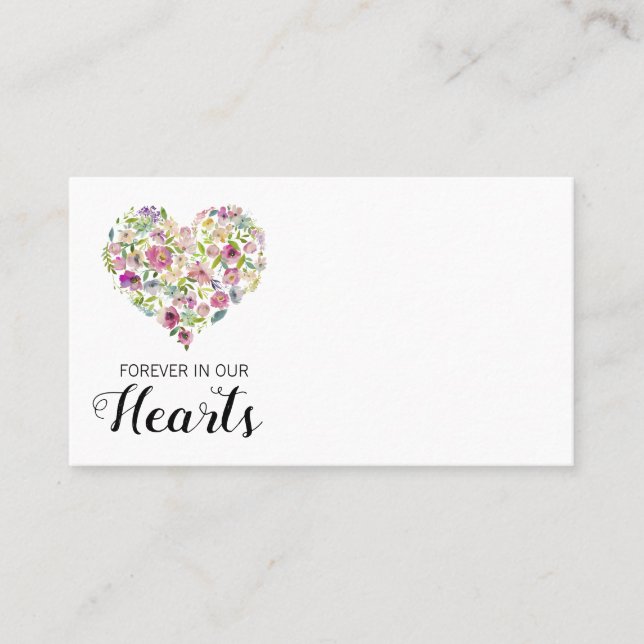 Funeral Flower Heart | Floristry Florist Message Business Card (Front)
