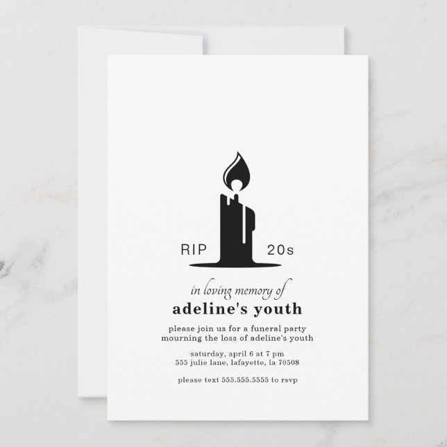 Funeral for Youth Birthday Party Invitations (Front)