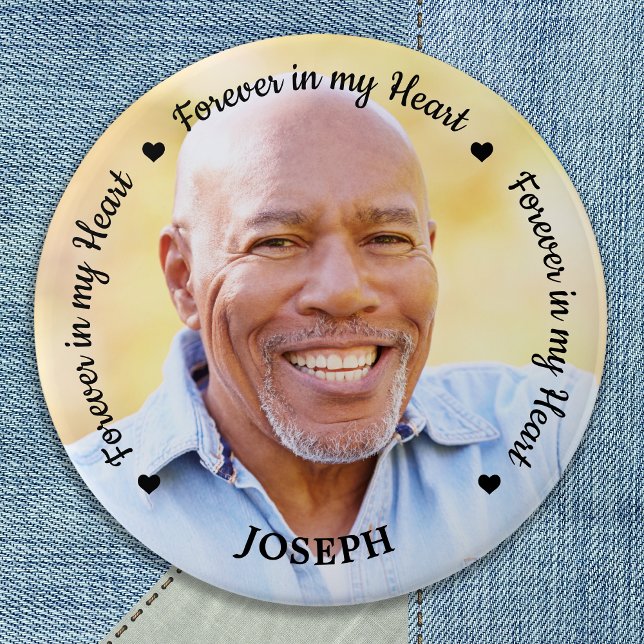 Funeral Forever In My Heart Custom Photo Memorial 6 Cm Round Badge (Creator Uploaded)