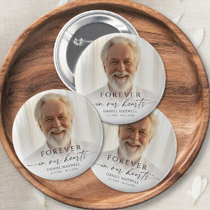 Funeral Forever in Our Hearts Photo Memorial 6 Cm Round Badge