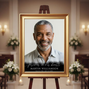 Funeral Forever In Our Hearts Photo Modern Script Poster