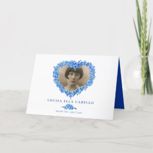 Funeral forget-me-not blue flower heart poem thank you card