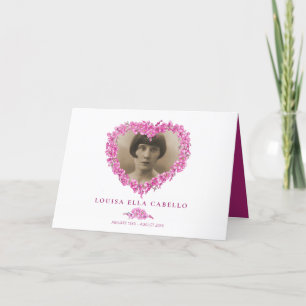 Funeral forget-me-not pink flower heart poem thank you card
