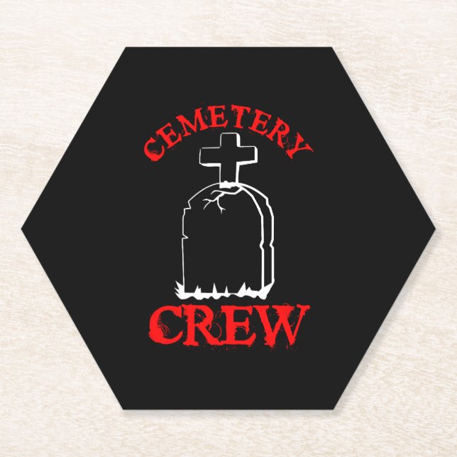 Funeral ghost Halloween group graveyard Paper Coaster (Front)
