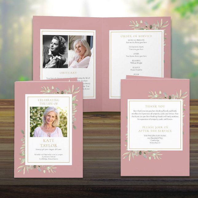 Funeral Greenery Memorial Folded Order Of Service Programme (Funeral Greenery Memorial Folded Order Of Service Program)