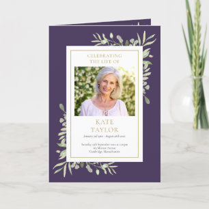 Funeral Greenery Memorial Order Of Service Folded Programme