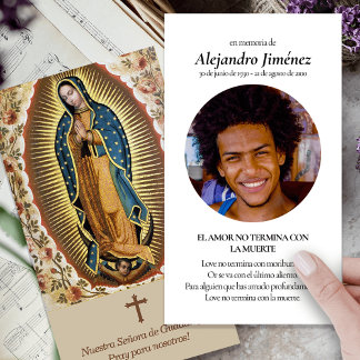 Funeral Guadalupe Spanish Prayer Sympathy Cards