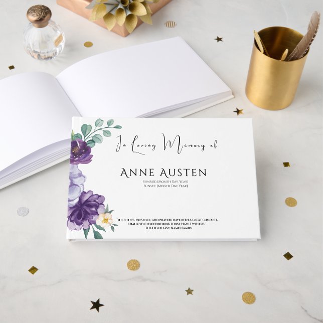 Funeral Guest Book - Editable  (Front Open)