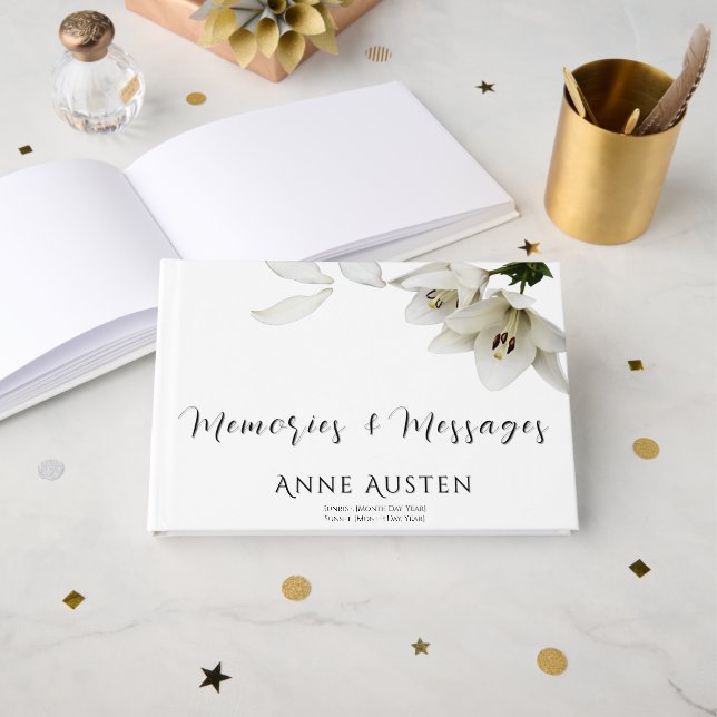 Funeral Guest Book - Editable  (Front Open)