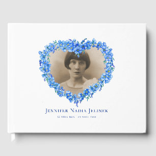 Funeral guest book forget-me-nots flowers blue