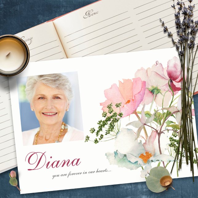Funeral Guest Book | Soft Florals (funeral guest books, sympathy, celebration of life, in loving memory, memorial service, remembrance,)