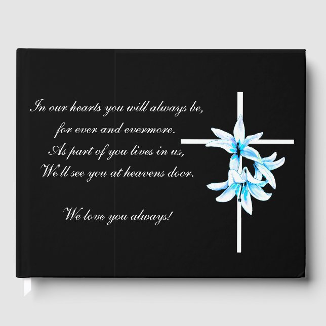 Funeral Guestbook Floral Cross (Front)