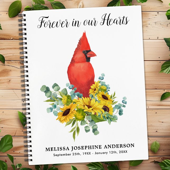 Funeral Guestbook Note Memorial Cardinal Sunflower Notebook (Creator Uploaded)