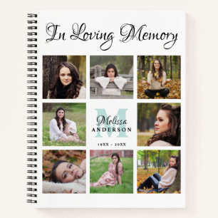 Funeral GuestBook Personalised 8 Photo Memorial Notebook