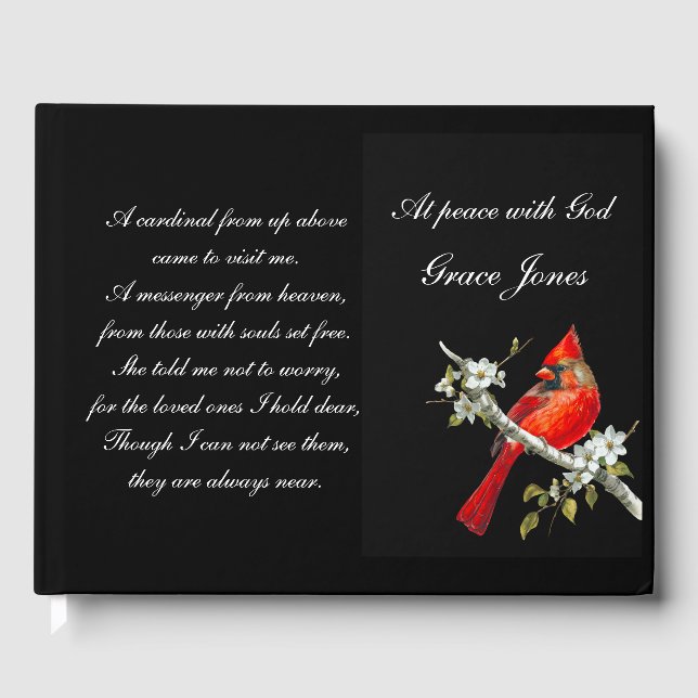 Funeral Guestbook Red Cardinal (Front)