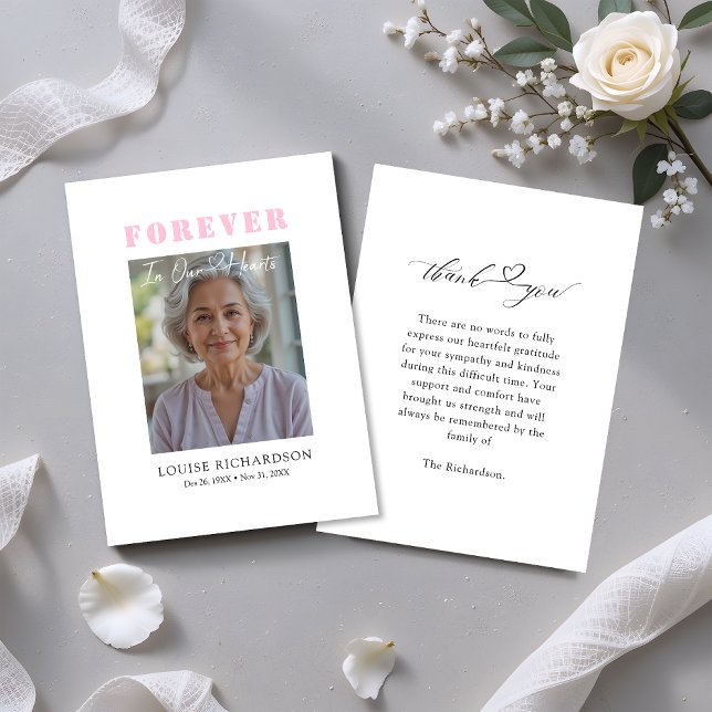 Funeral Heart Script Sympathy Memorial Thank You Card (Creator Uploaded)