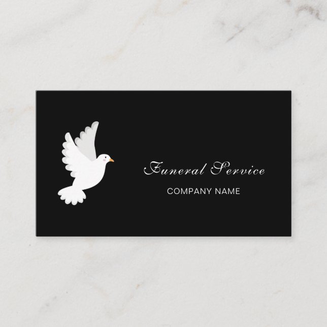 Funeral home service black white dove QR code Business Card (Front)
