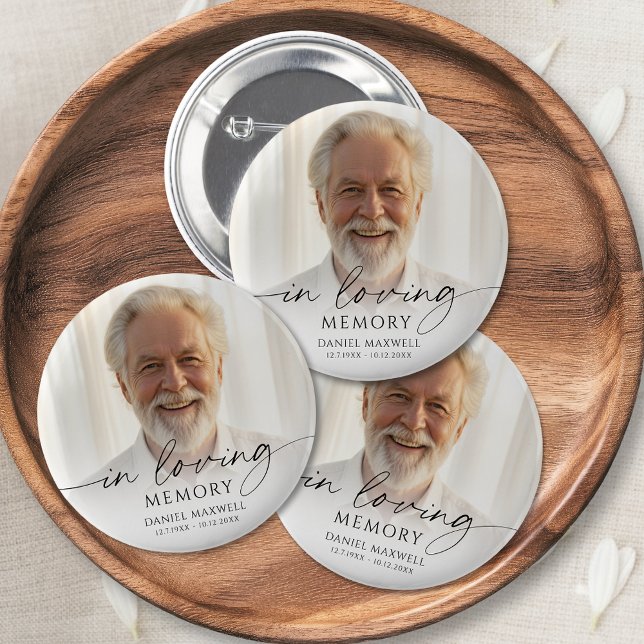 Funeral In Loving Memory Photo Memorial 6 Cm Round Badge (Creator Uploaded)