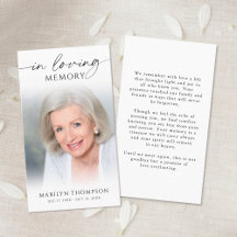 Funeral In Loving Memory Photo Prayer Card