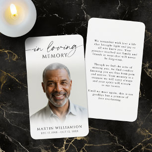 Funeral In Loving Memory Photo Simple Prayer Card