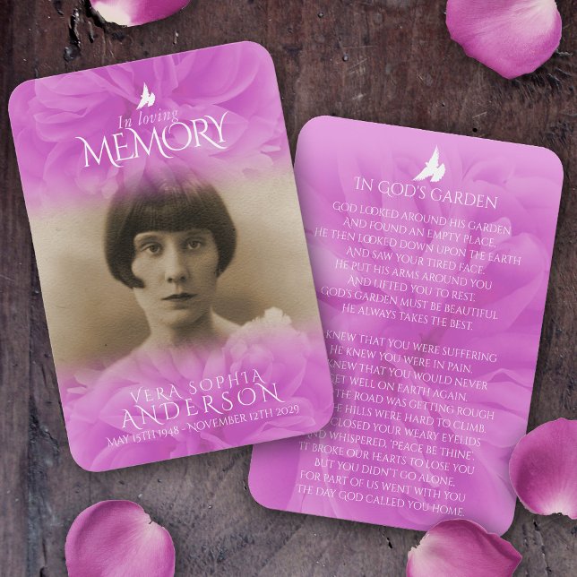 Funeral in loving memory rose prayer / poem card (Creator Uploaded)