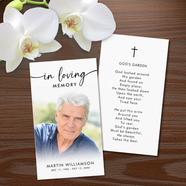 Funeral In Memory Photo Cross Prayer Card (Creator Uploaded)