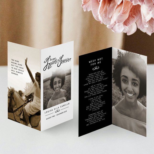 Funeral in our hearts forever mono photo poem card (Creator Uploaded)