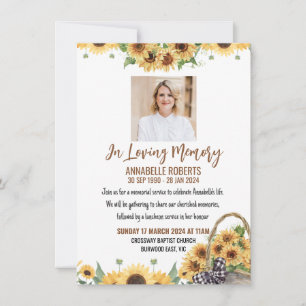 Funeral Invitation with Sunflowers