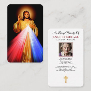 Funeral Jesus Divine Mercy Prayer Sympathy Card