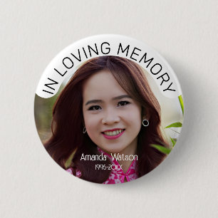 Funeral Keepsake Photo Memorial Tribute  6 Cm Round Badge