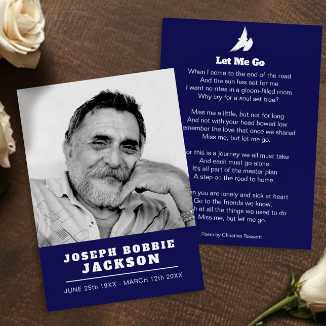 Funeral let me go white dove prayer / poem card (Creator Uploaded)